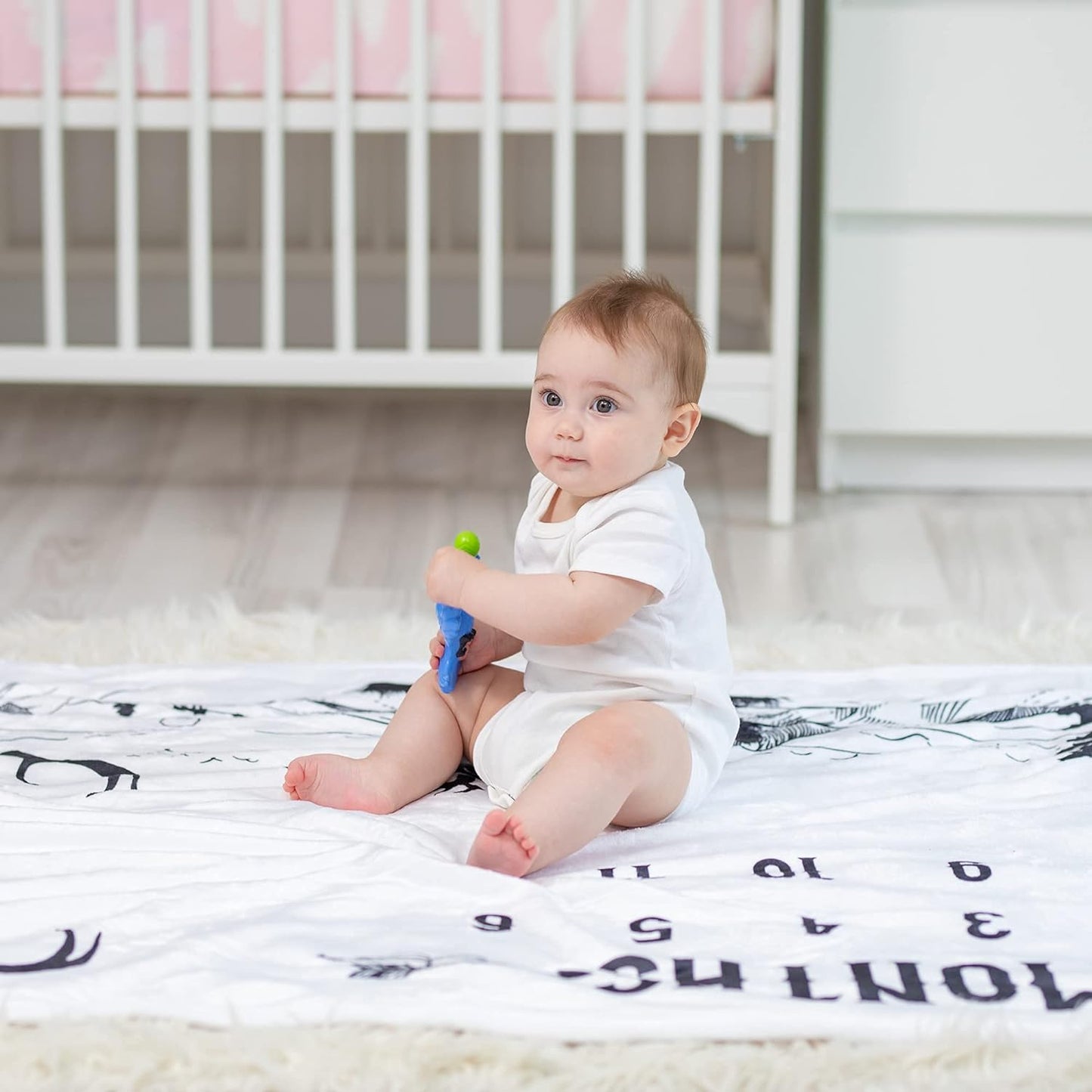 Deer-Themed Baby Boy Milestone Blanket - Comes with Felt Antler Marker, 50x40